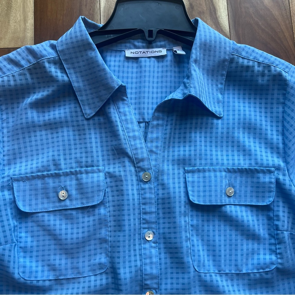 Notations convertible sleeve button down blouse - image 10